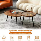 Tables basses rondes gigognes (lot de 2) pour salon, tables d'appoint en bois pour petits espaces, balcon