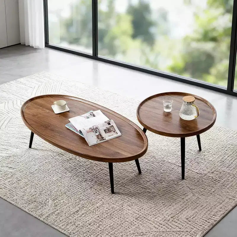 Tables basses rondes gigognes (lot de 2) pour salon, tables d'appoint en bois pour petits espaces, balcon