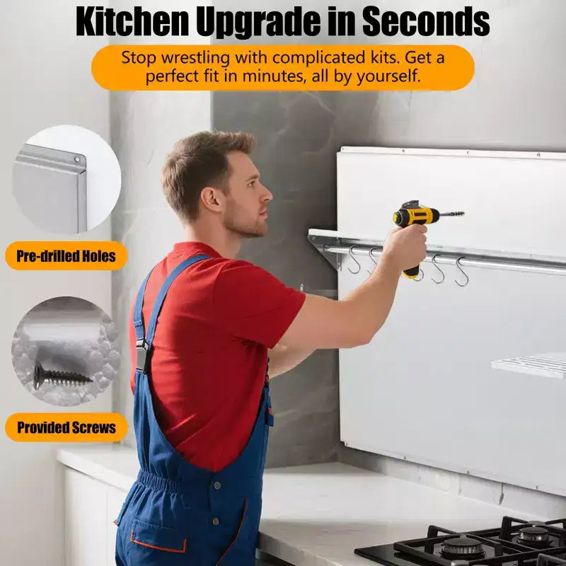 Dosseret de cuisinière en acier inoxydable avec étagère de rangement et porte-couteaux, protection murale avec trous de pré-installation