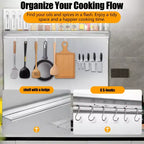 Dosseret de cuisinière en acier inoxydable avec étagère de rangement et porte-couteaux, protection murale avec trous de pré-installation