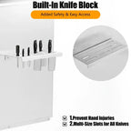 Dosseret de cuisinière en acier inoxydable avec étagère de rangement et porte-couteaux, protection murale avec trous de pré-installation