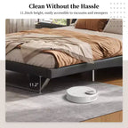 Cadre de lit plateforme moderne King Size Whisen, lit rembourré en cuir PU avec design incurvé, pieds trapézoïdaux suspendus