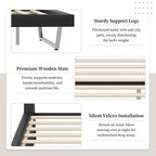 Cadre de lit plateforme moderne King Size Whisen, lit rembourré en cuir PU avec design incurvé, pieds trapézoïdaux suspendus