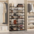 8-Tier Shoe Rack  Metal Frame w/Fabric Shelves, 34.2 Wide Black Organizer Holding 32 Pairs, Adjustable Space Saver For Entryway Closet