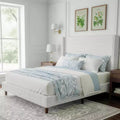 Dyonery Queen Bed Frame with 56 Tall Corduroy Headboard,Upholstered Bed Frames with Wingback Thicker Wood,No Box Spring Needed,Easy Assembly