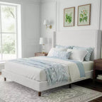 Dyonery Queen Bed Frame with 56 Tall Corduroy Headboard,Upholstered Bed Frames with Wingback Thicker Wood,No Box Spring Needed,Easy Assembly