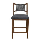 Tabourets de bar en bois ModernLuxe, tabourets de salle à manger rembourrés avec dossier en corde tressée - Lot de 2/4