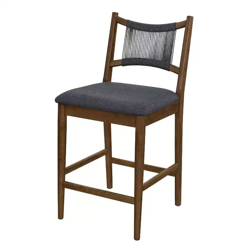 Tabourets de bar en bois ModernLuxe, tabourets de salle à manger rembourrés avec dossier en corde tressée - Lot de 2/4