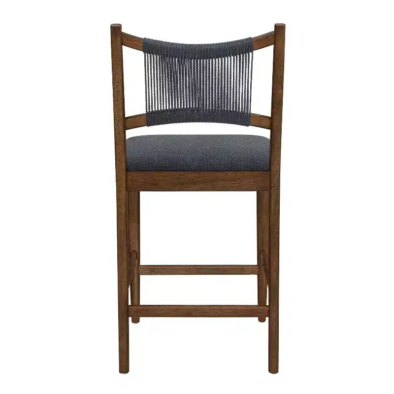 Tabourets de bar en bois ModernLuxe, tabourets de salle à manger rembourrés avec dossier en corde tressée - Lot de 2/4