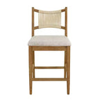 Tabourets de bar en bois ModernLuxe, tabourets de salle à manger rembourrés avec dossier en corde tressée - Lot de 2/4