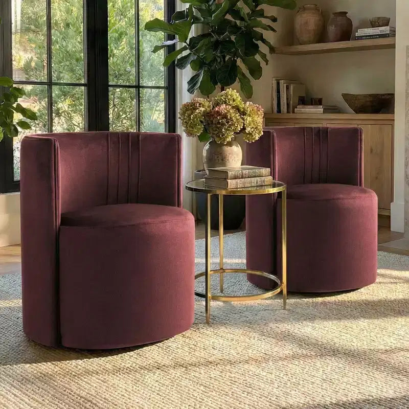 Lot de 2 chaises de salle à manger pivotantes à 360° modernes, chaises de salle à manger sans accoudoirs en velours avec dossier incurvé pour salle à manger ou salon - Panipeachy