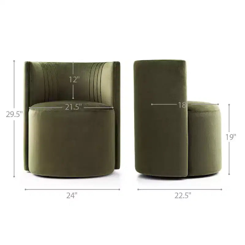 Lot de 2 chaises de salle à manger pivotantes à 360° modernes, chaises de salle à manger sans accoudoirs en velours avec dossier incurvé pour salle à manger ou salon - Panipeachy