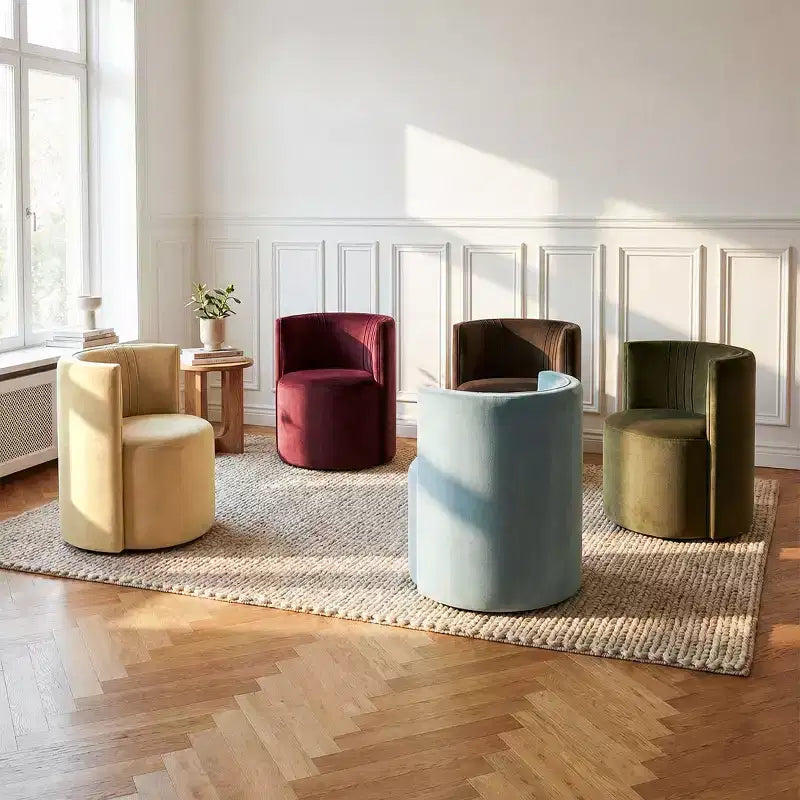 Lot de 2 chaises de salle à manger pivotantes à 360° modernes, chaises de salle à manger sans accoudoirs en velours avec dossier incurvé pour salle à manger ou salon - Panipeachy