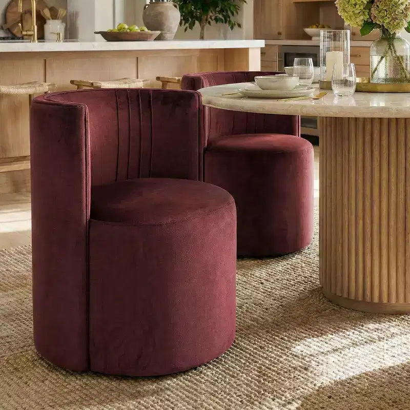 Lot de 2 chaises de salle à manger pivotantes à 360° modernes, chaises de salle à manger sans accoudoirs en velours avec dossier incurvé pour salle à manger ou salon - Panipeachy