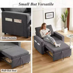 Fauteuil-lit convertible 3-en-1 extra-large Dyonery 42.5 avec canapé-lit escamotable, dossier inclinable à 5 niveaux et poches latérales pour petits espaces