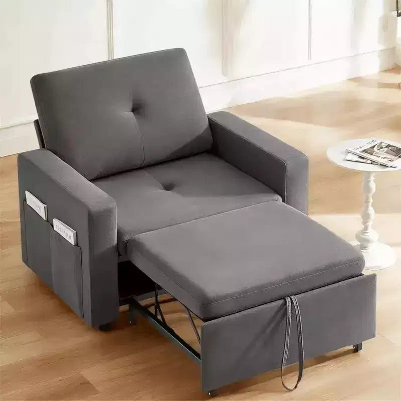 Fauteuil-lit convertible 3-en-1 extra-large Dyonery 42.5 avec canapé-lit escamotable, dossier inclinable à 5 niveaux et poches latérales pour petits espaces