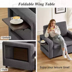 Fauteuil-lit convertible 3-en-1 extra-large Dyonery 42.5 avec canapé-lit escamotable, dossier inclinable à 5 niveaux et poches latérales pour petits espaces