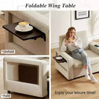 Fauteuil-lit convertible 3-en-1 extra-large Dyonery 42.5 avec canapé-lit escamotable, dossier inclinable à 5 niveaux et poches latérales pour petits espaces