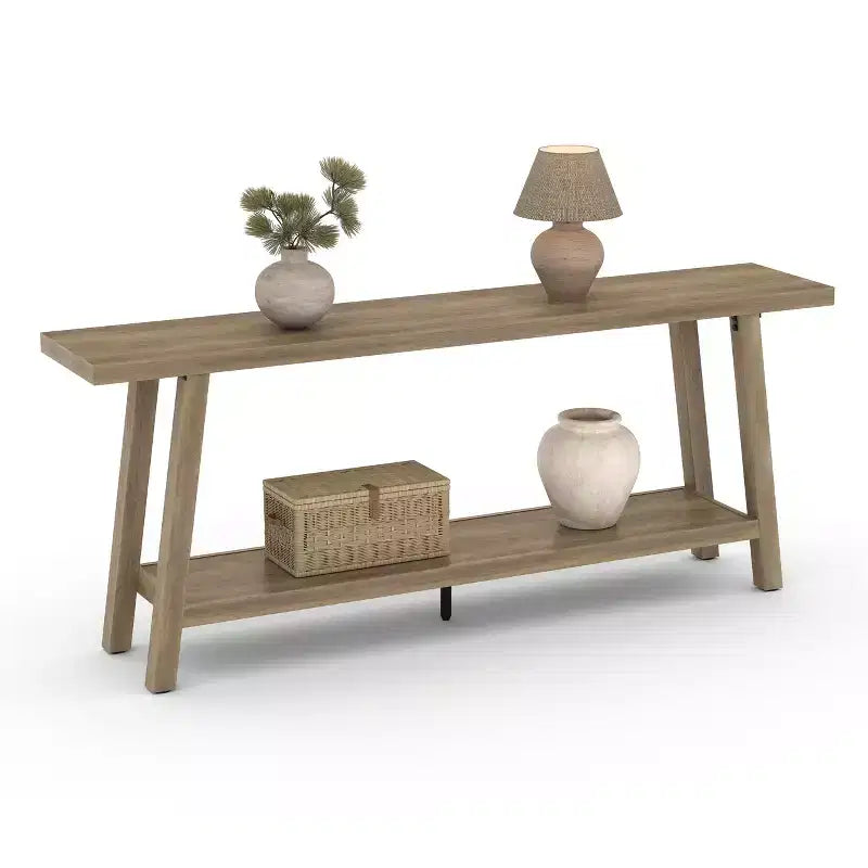 Table Console Extra Longue pour Salon - Table de Canapé d'Entrée Moderne Marron - Meuble d'Appoint Rectangulaire Élégant - Design Robuste - 180 cm