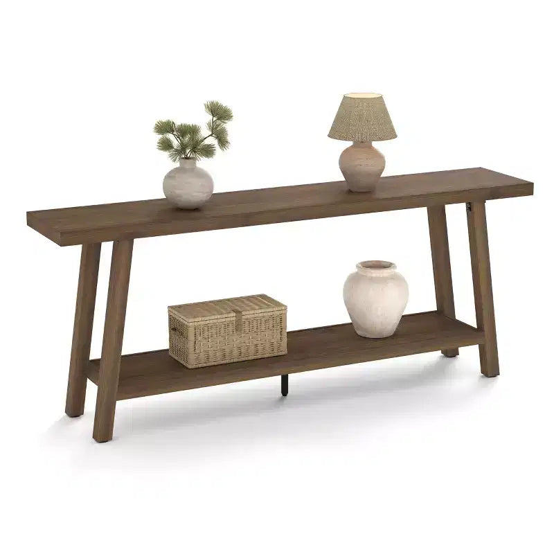 Table Console Extra Longue pour Salon - Table de Canapé d'Entrée Moderne Marron - Meuble d'Appoint Rectangulaire Élégant - Design Robuste - 180 cm