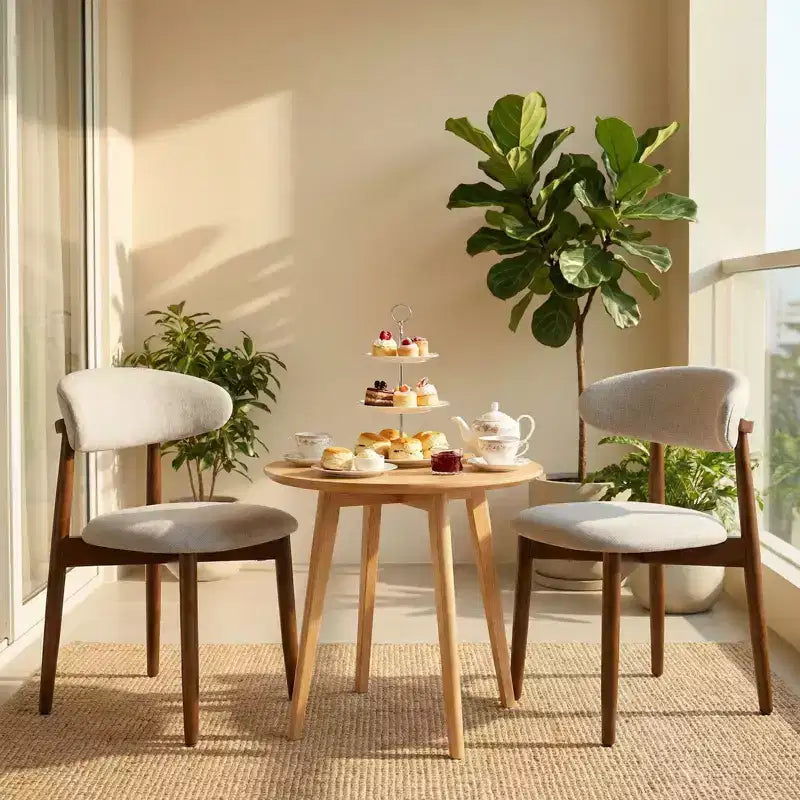 Chaise de salle à manger GDFStudio Semah moderne en bois massif avec dossier incurvé et revêtement en lin (lot de 2)