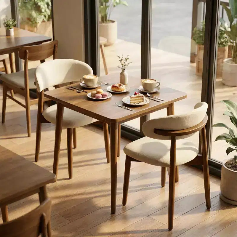 Chaise de salle à manger GDFStudio Semah moderne en bois massif avec dossier incurvé et revêtement en lin (lot de 2)