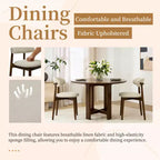 Chaise de salle à manger GDFStudio Semah moderne en bois massif avec dossier incurvé et revêtement en lin (lot de 2)