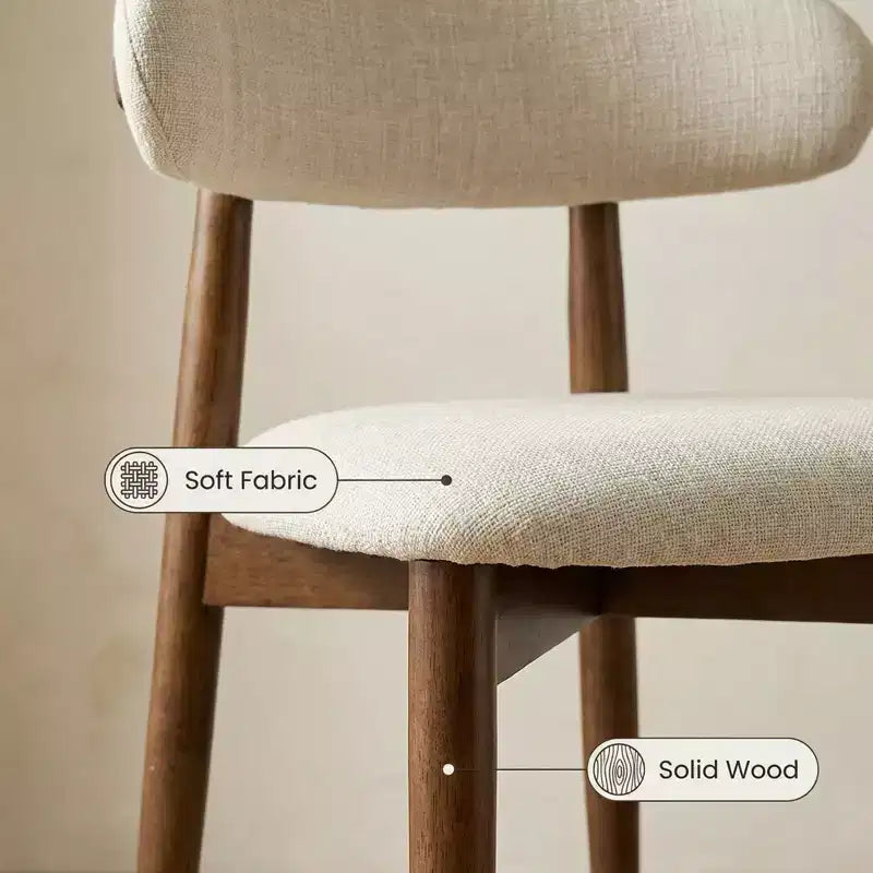 Chaise de salle à manger GDFStudio Semah moderne en bois massif avec dossier incurvé et revêtement en lin (lot de 2)