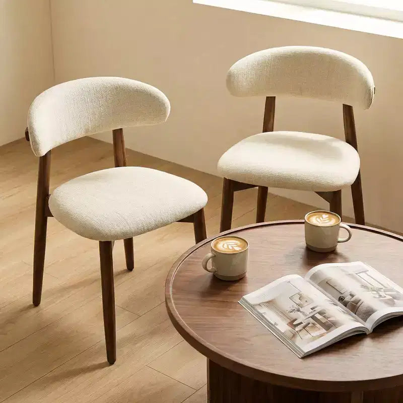 GDFStudio Semah Modern Solid Wood Linen Upholstered Dining Chair with Curved Back (Set of 2)