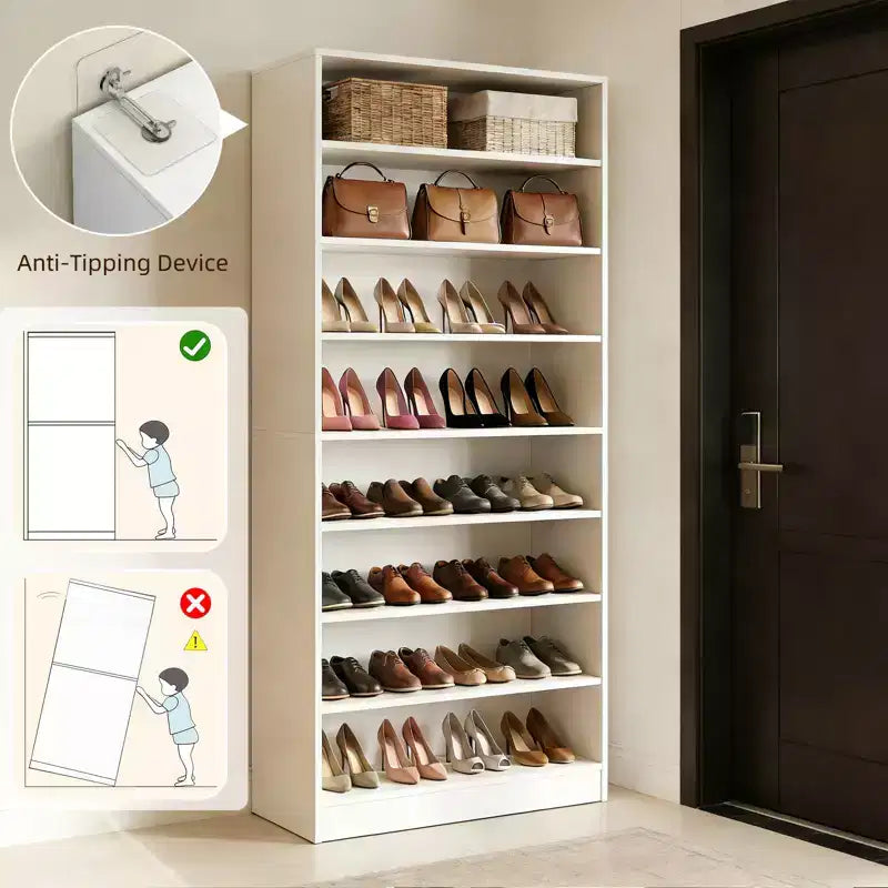 Meuble à chaussures haut GDFStudio Cilou à 9 niveaux avec étagères réglables