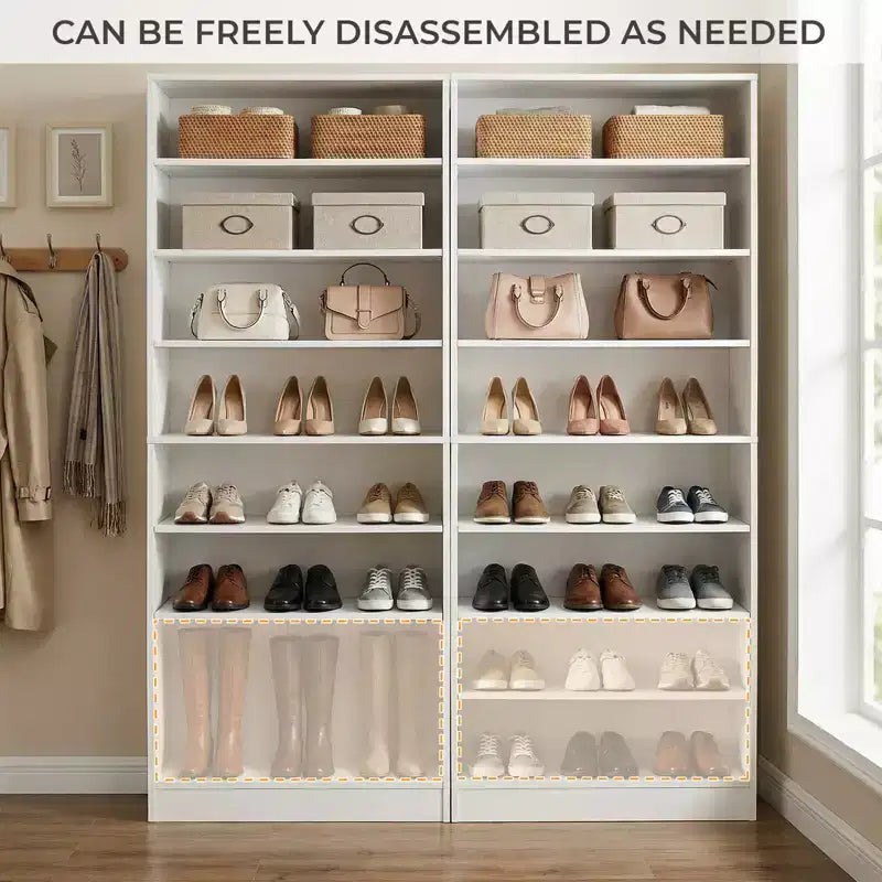 Meuble à chaussures haut GDFStudio Cilou à 9 niveaux avec étagères réglables