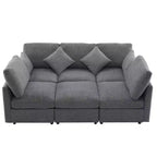 86.6 Canapé Sectionnel Canapé Modulable Canapé-lit Canapé en L avec un Pouf Mobile et Deux Ports USB