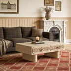 GDFStudio Amal Modern Rounded Edge Coffee Table with Floral Drawer