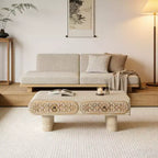 Table basse GDFStudio Amal à bords arrondis modernes avec tiroir floral