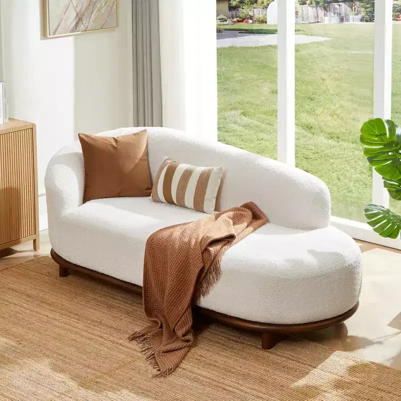 Christopher Knight Home Farid Chaise longue moderne en bois d'hévéa et tissu bouclé