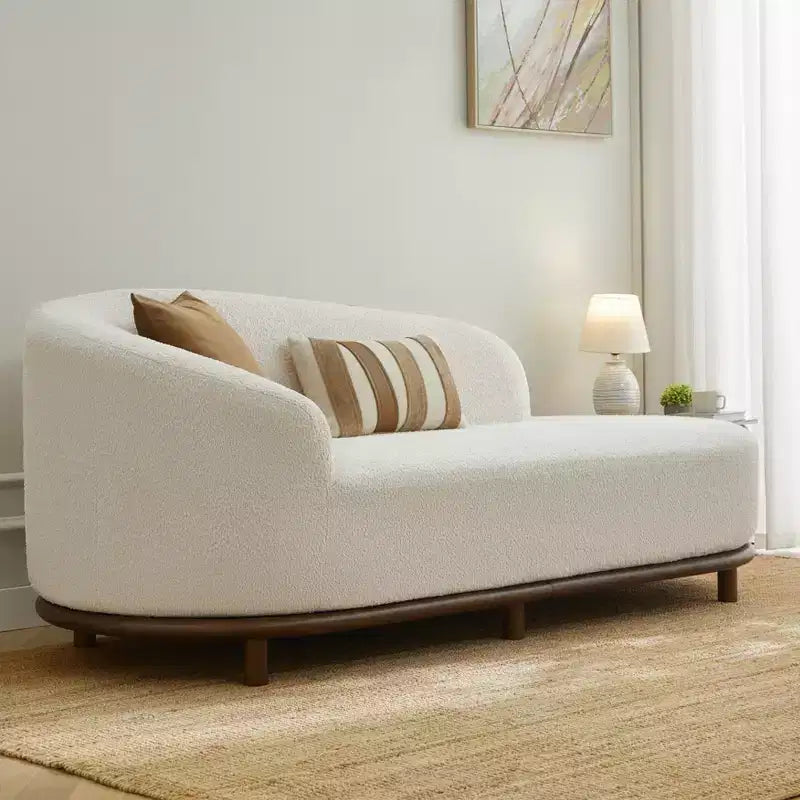 Christopher Knight Home Farid Chaise longue moderne en bois d'hévéa et tissu bouclé