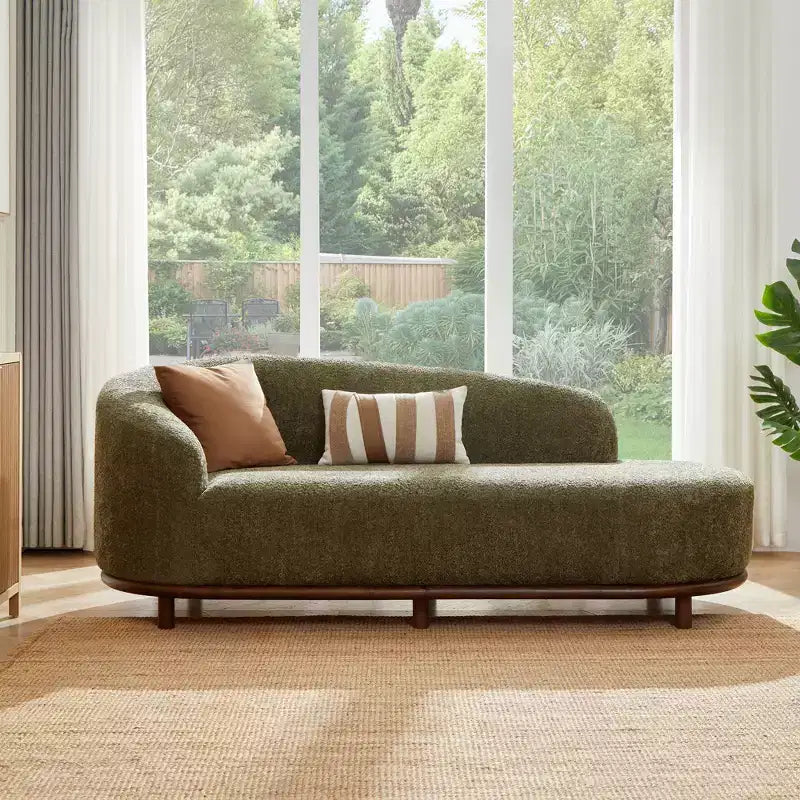 Christopher Knight Home Farid Chaise longue moderne en bois d'hévéa et tissu bouclé
