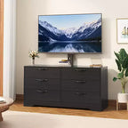 Meuble TV avec support pour téléviseurs de 32 à 75 pouces, meuble de divertissement en bois à 6 tiroirs, meuble de rangement multimédia réglable pour salon et chambre