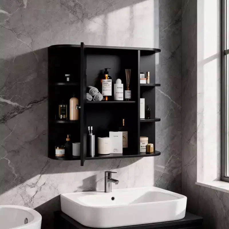 Meuble haut de salle de bain avec porte miroir et 3 étagères