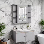 Meuble haut de salle de bain avec porte miroir et 3 étagères
