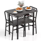 Costway Ensemble Table et Chaises de Salle à Manger Rectangulaire 3 Pièces Coin Repas en Bois avec Étagère de Rangement Gris et Noir