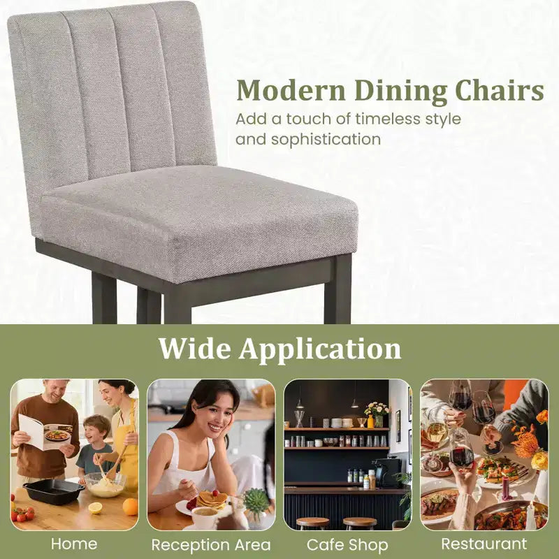 Costway Chaises de salle à manger en bois 2/4 pièces Chaises de cuisine rembourrées en tissu style ferme moderne Beige + Gris/Noyer