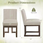Costway Chaises de salle à manger en bois 2/4 pièces Chaises de cuisine rembourrées en tissu style ferme moderne Beige + Gris/Noyer