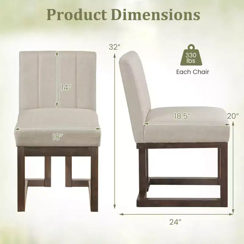 Costway Chaises de salle à manger en bois 2/4 pièces Chaises de cuisine rembourrées en tissu style ferme moderne Beige + Gris/Noyer