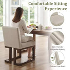 Costway Chaises de salle à manger en bois 2/4 pièces Chaises de cuisine rembourrées en tissu style ferme moderne Beige + Gris/Noyer