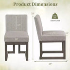 Costway Chaises de salle à manger en bois 2/4 pièces Chaises de cuisine rembourrées en tissu style ferme moderne Beige + Gris/Noyer