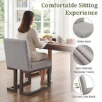Costway Chaises de salle à manger en bois 2/4 pièces Chaises de cuisine rembourrées en tissu style ferme moderne Beige + Gris/Noyer
