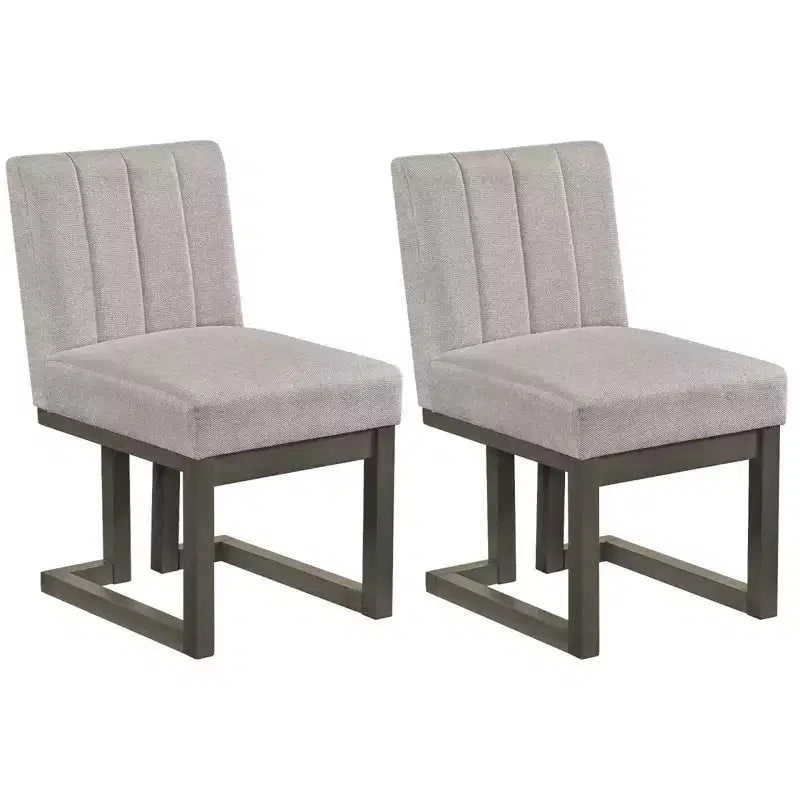 Costway 2/4PCS Wooden Dining Chairs Modern Farmhouse Fabric Upholstered Kitchen Chairs Beige + Gray/Walnut