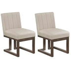 Costway Chaises de salle à manger en bois 2/4 pièces Chaises de cuisine rembourrées en tissu style ferme moderne Beige + Gris/Noyer