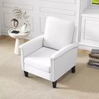 Costway Fauteuil d'appoint floral 1/2 pièce avec pieds en bois massif et dossier haut Coussins épais et confortables Bleu/Beige